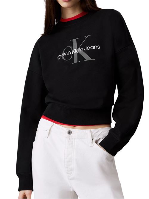 Felpa nera in spugna di cotone Calvin Klein Jeans | LV047B234GUB1